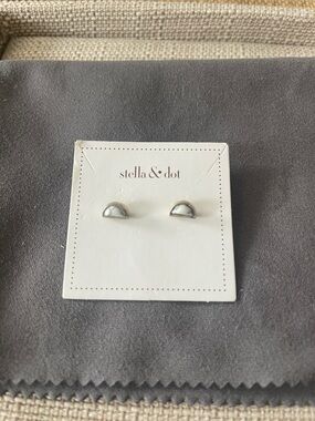 Stella & Dot Silver Tone Reversible Crescent Stud Earrings